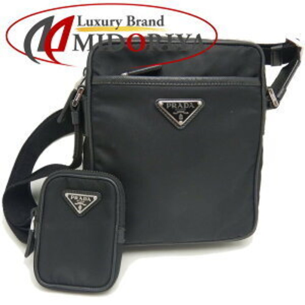 Prada ReNylon Saffiano Leather Shoulder Bag Black